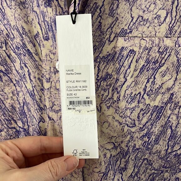 🎀 NWT Remain Birger Christensen marika marbled print shirt dress us 10 - Picture 12 of 16